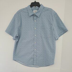 GOODFELLOW & CO. MEN'S LIGHT BLUE MICRO PRINT SHORT SLEEVE CASUAL SHIRT